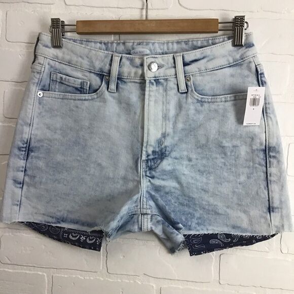 Old Navy OG high rise strech shorts acid wash style blue white cut off jeans 6 - Picture 11 of 11
